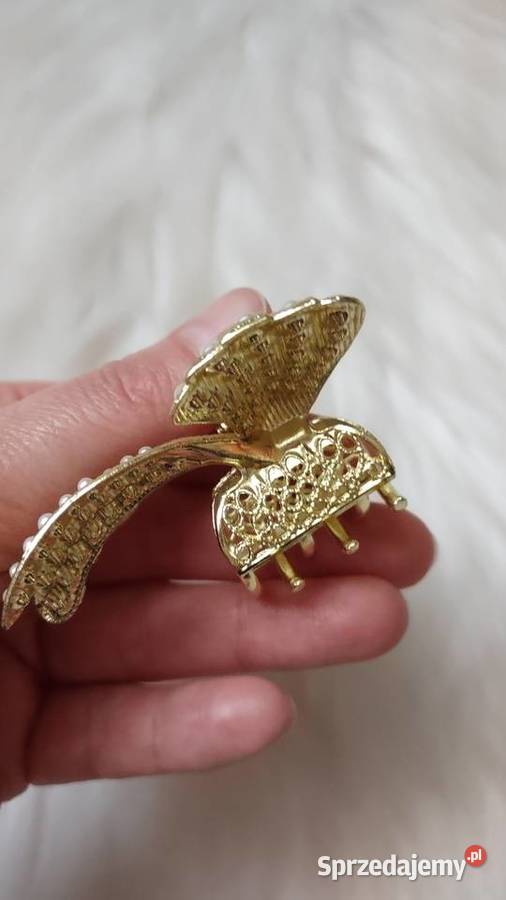 Perełkowa złota spinka do włosów kokarda Glamour Klamry i Spinki Olkusz sprzedam