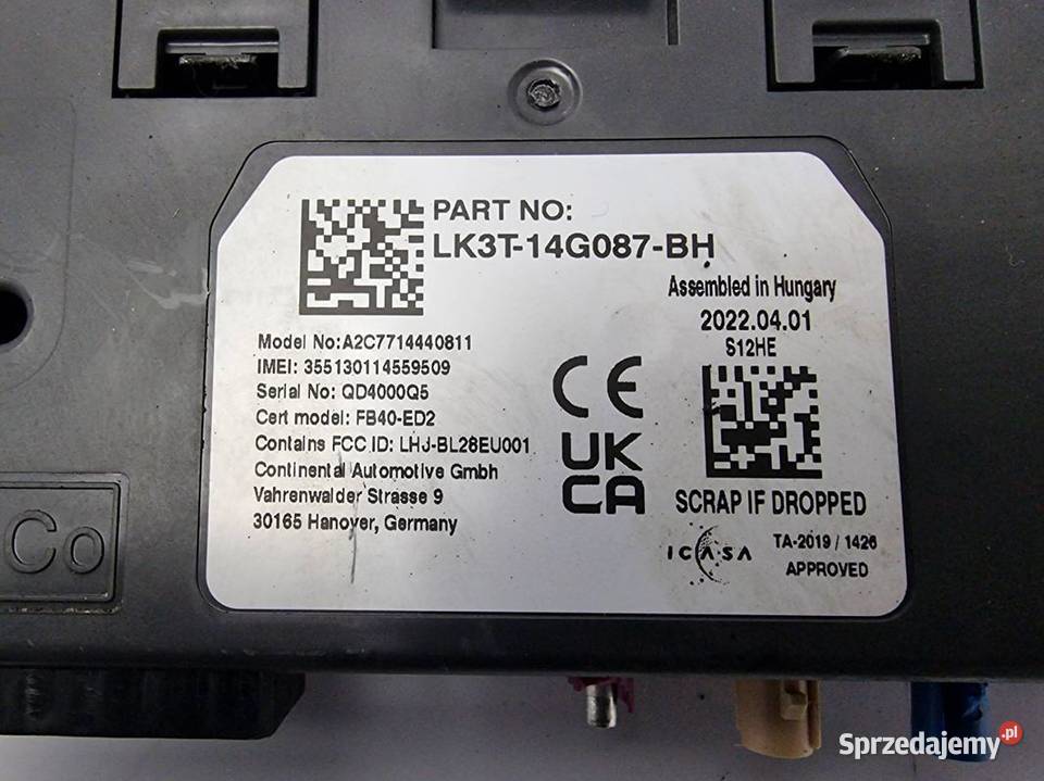 MODUŁ FORD TRANSIT MK8 LK3T14G087BH Lipno