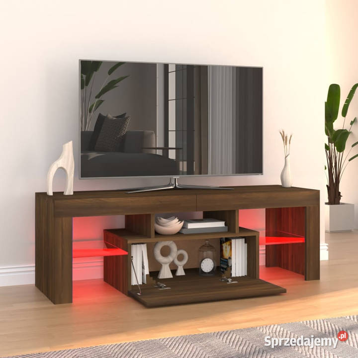 Szafka pod TV z oświetleniem LED brązowy dąb RTV Warszawa sprzedam