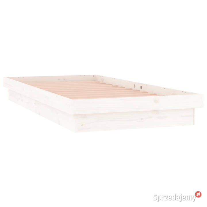 Rama łóżka z LED biała lite drewno 100x200 204cm Warszawa