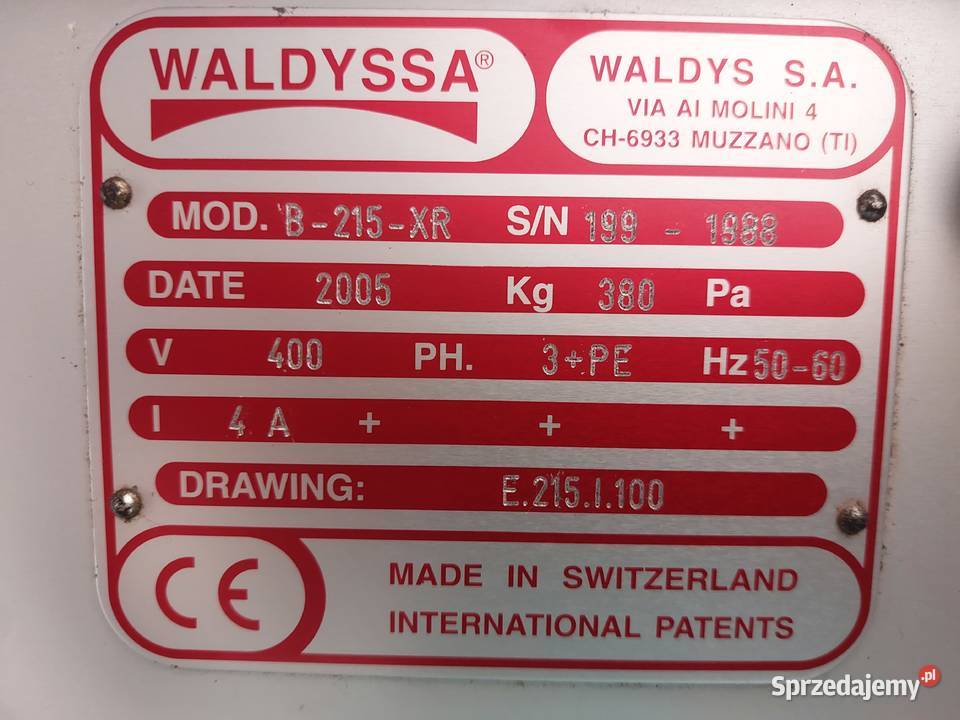 Maszyna pakująca Waldyssa W 38 gwarancja mazowieckie Kołbiel