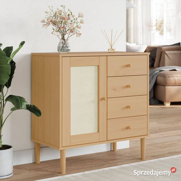 Szafka SENJA imitacja rattanu brązowa 80x40x80