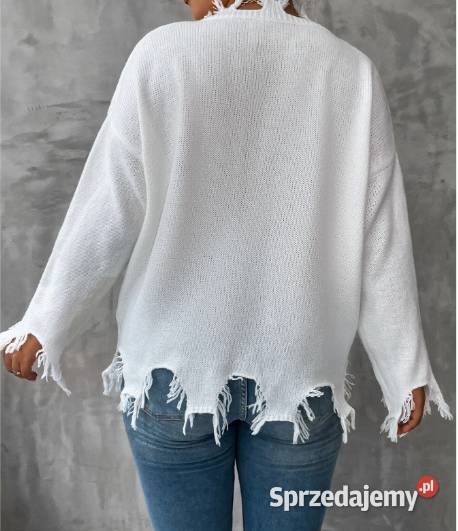 Sweter damski biały dzianina miśki Warszawa sprzedam