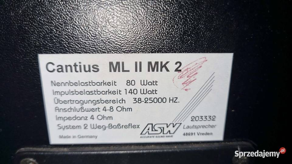 Wybitne kolumny monitory ASW Cantius ML II MK2 Warta