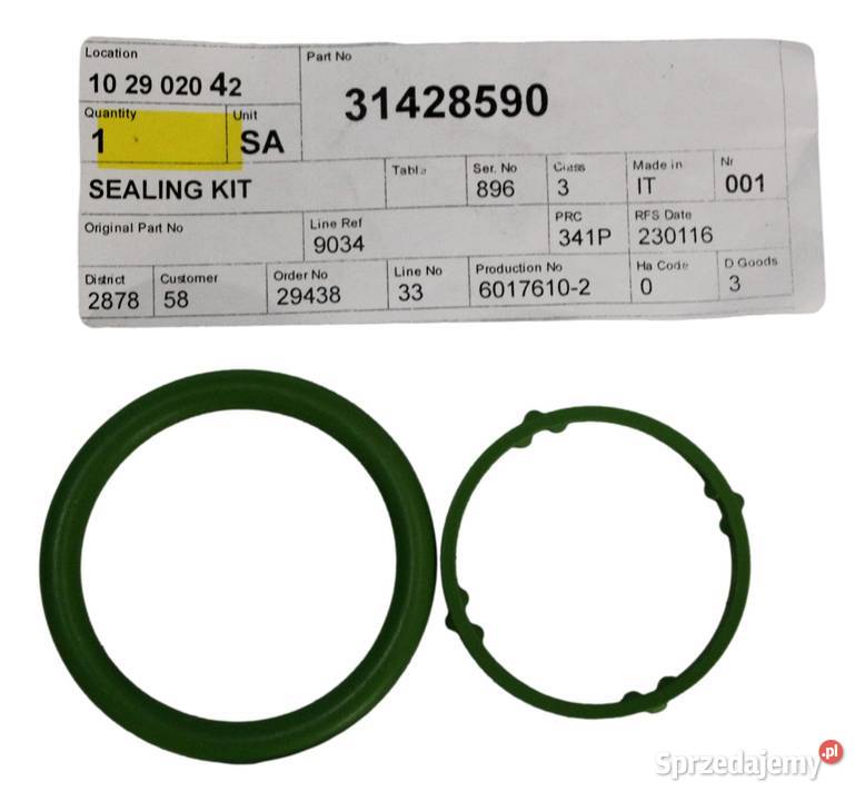 VOLVO S90 V90 zestaw oringow przewod dolotowy OE