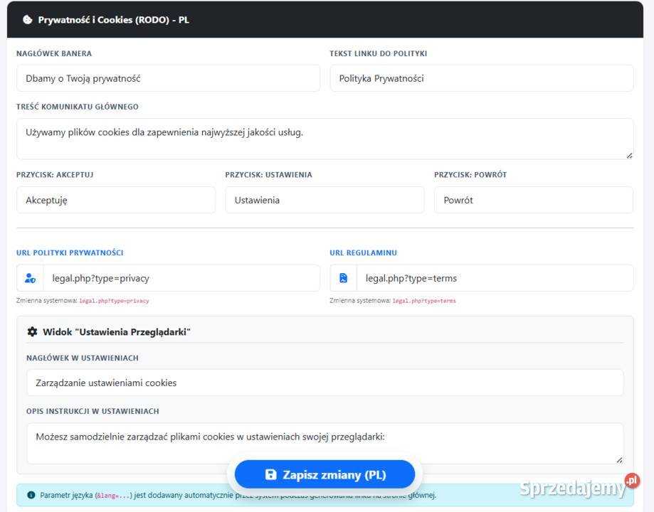 Szybki CMS Landing Page SEO Zero baz danych Łódź