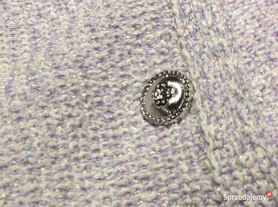 Kardigan Damski MAJE S z Blyszczącą Przędzą NOWY fioletowy Nowa Sól
