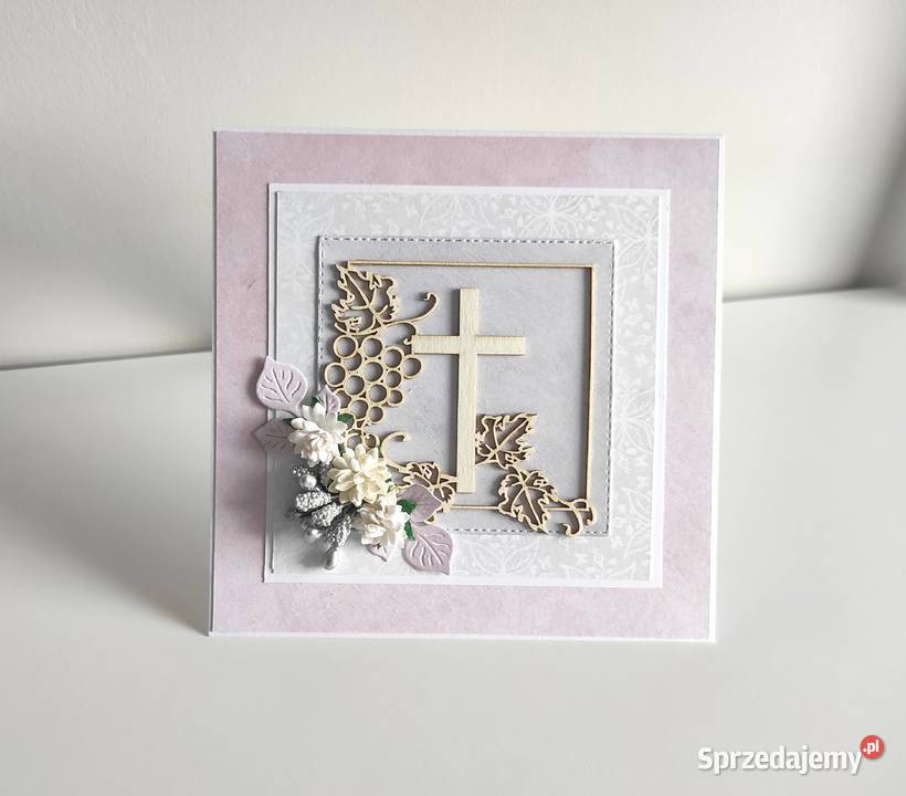Kartka ręcznie robiona Komunia Święta handmade Łódź