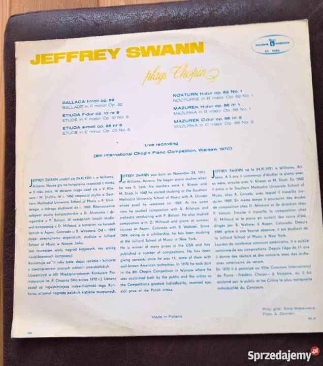 Płyty Winylowe Jeffrej Swann Plays Chopin Wrocław