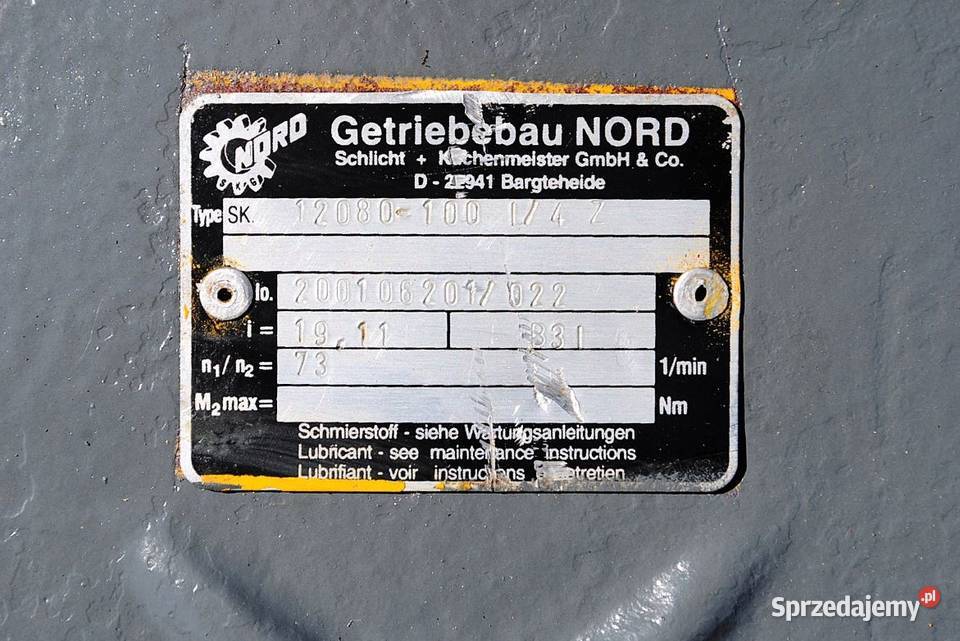 Motoreduktor kątowy 22kw 73obrmin NORD Kargowa