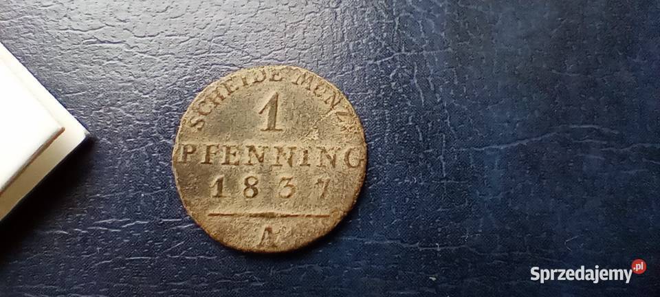 Stare monety 1 fenig 1837 A Niemcy Lesko