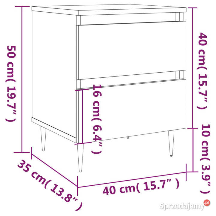 Szafka nocna brązowy dąb 40x35x50 materiał Warszawa