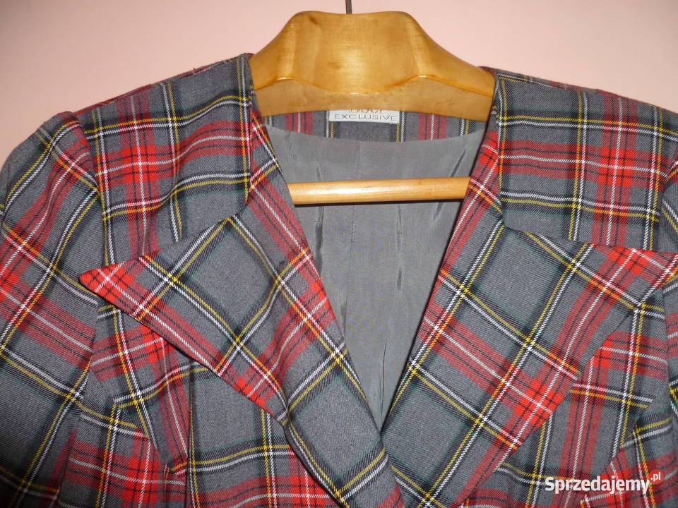 Żakiet popielaty w kratę Kraków sprzedam