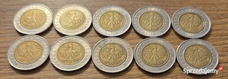 Monety 5 10 z 2008 roku niski nakład rzadkość Białystok