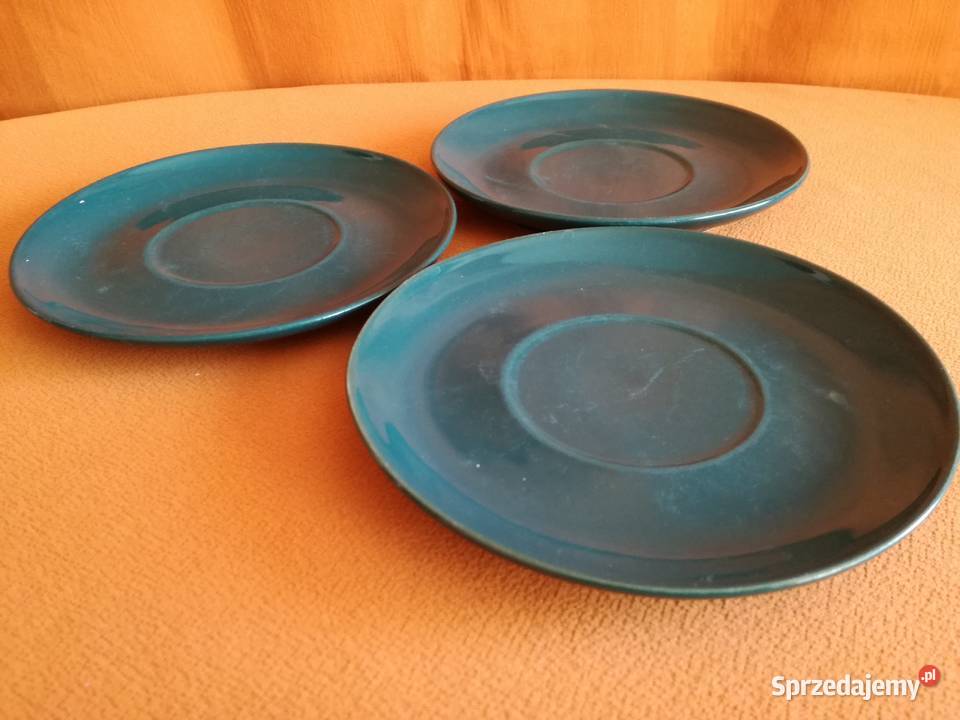 Talerzyki zielone 3 średnica 16Ceramika odcienie brązowego Łódź sprzedam