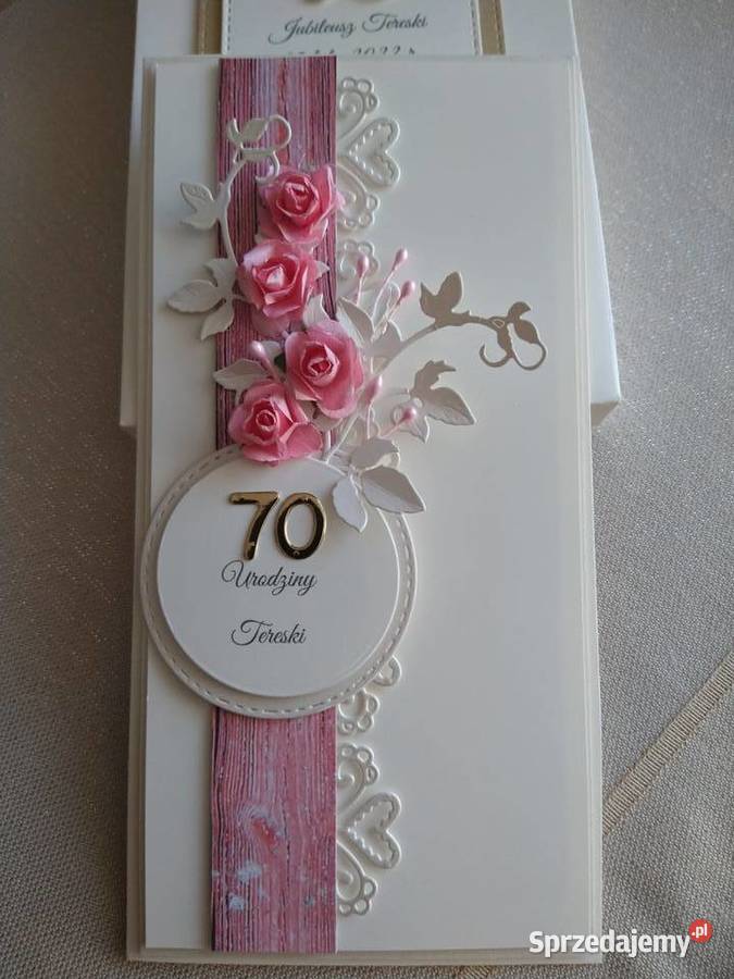 Kartka w pudełku z okazji 50 60 70 urodzin Strzebiń