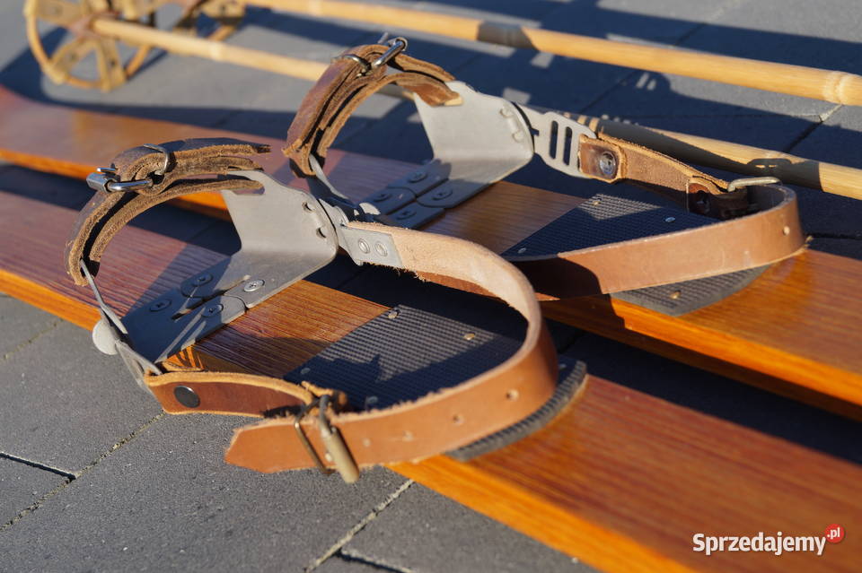 Stare narty jesionowe 165 kijki podkarpackie Pruchnik