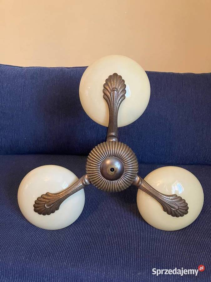 Piękna stara wisząca lampa art deco mosiądz lata Antykwariat podkarpackie
