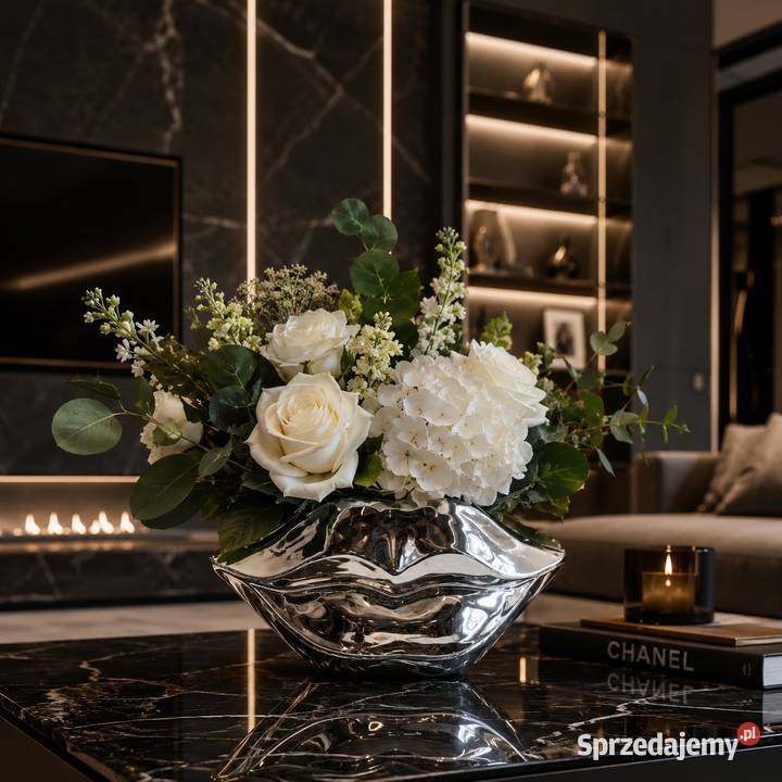Ceramiczny Wazon Usta Glamour Srebrna Dekoracja małopolskie Golkowice