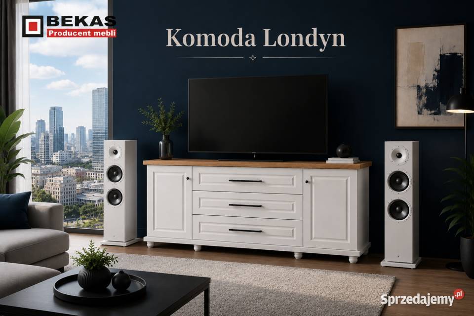 KOMODA RTV LONDYN 150 Biały Dąb Naturalny BLAT Jelenia Góra