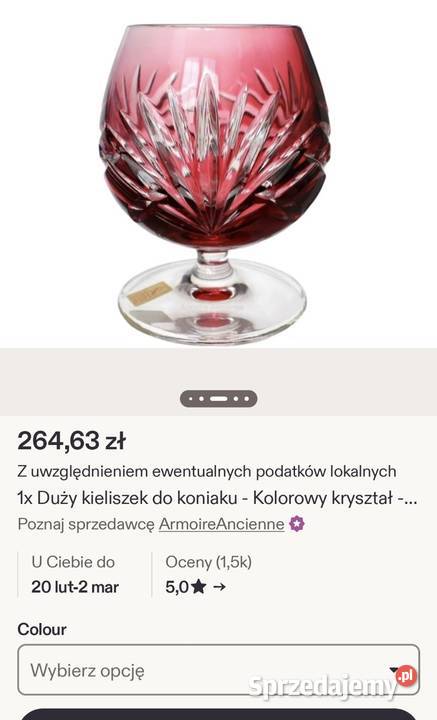 NACHTMAN duży kryształowy kieliszek do koniaku