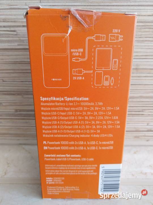 NAJTANIEJ Powerbank 10000 mAh USBC USBA Miętowy Zabrze