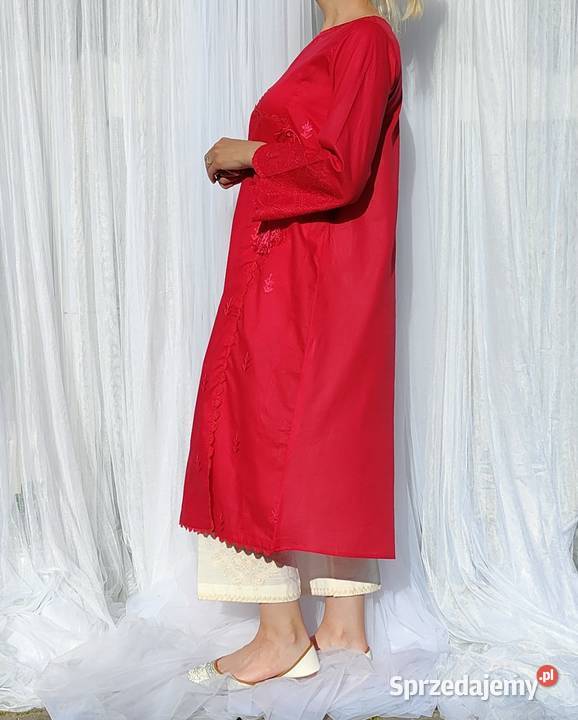 Długa tunika indyjska S 36 różowa bawełna boho Bluzki i koszule Odzież damska zachodniopomorskie Szczecin