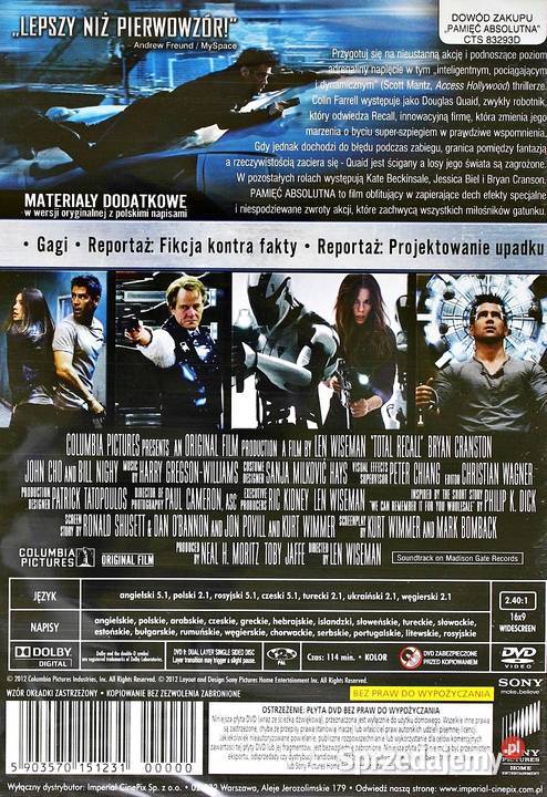 PAMIĘĆ ABSOLUTNA COLIN FARRELL WERSJA KINOWA wielkopolskie Kalisz sprzedam