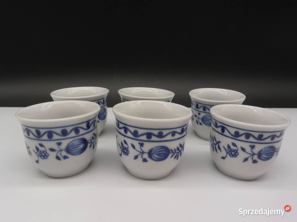 Kieliszki do jajek wzór cebulowy porcelanowe wielkopolskie