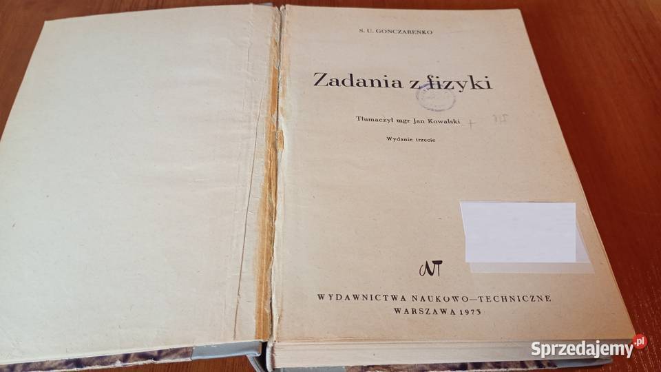Zadania z fizyki SU Gonczarenko 1973 fizyka Gdańsk
