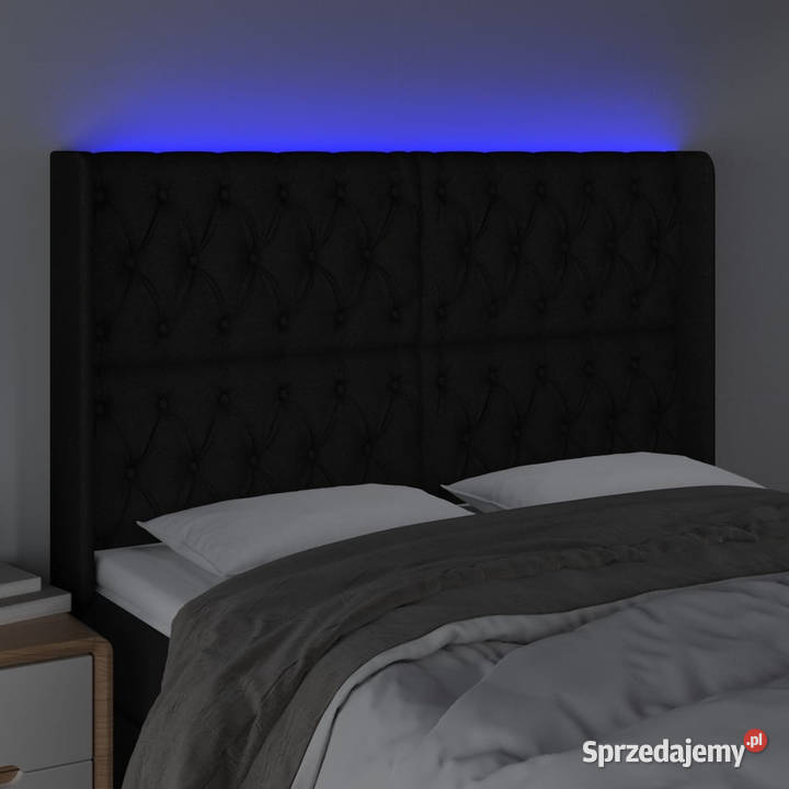 Zagłówek do łóżka z LED czarny 147x16x118128 Warszawa