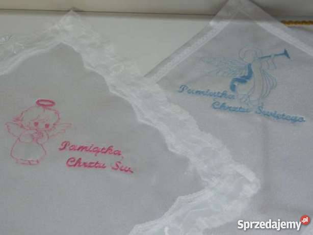 Szatka do chrztu z haftowanymi imionami śląskie Częstochowa