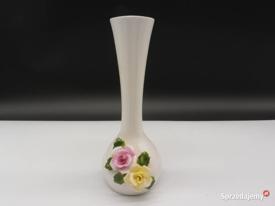 Wazon z porcelany kostnej Staffordshire z różami Raszków sprzedam