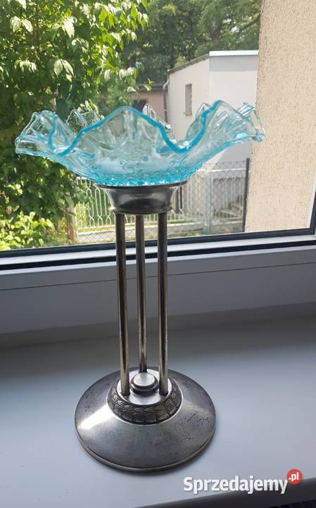 Patera na wysokiej podstawie szklo falbankowe Gdynia