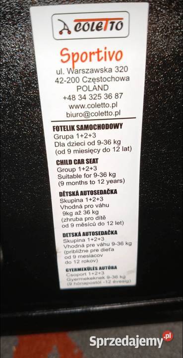 Fotelik samochodowy Zielonka