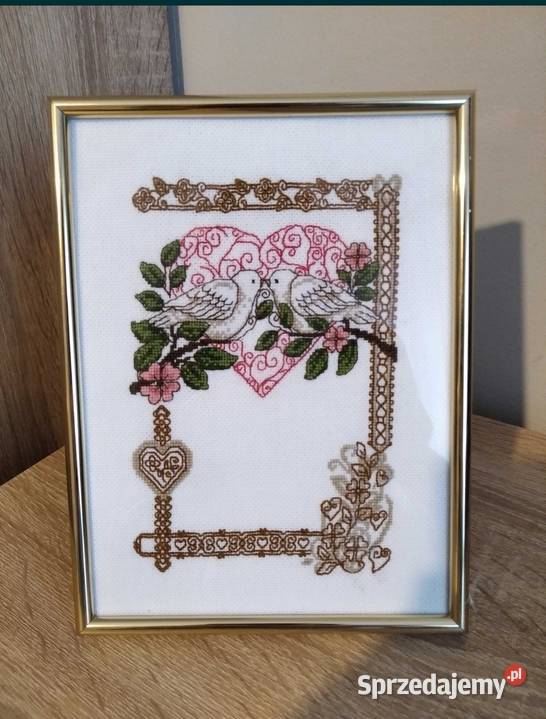 Personalizowana pamiątka ślubu haft krzyżykowy warmińsko-mazurskie Olsztyn