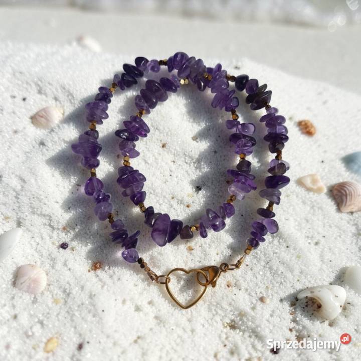 Naszyjnik z kamienia naturalnego ametyst Kozienice sprzedam