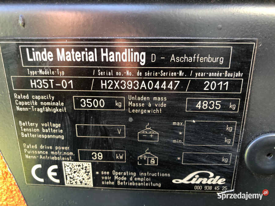 WÓZEK WIDŁOWY LINDE H35T01 Linde podkarpackie