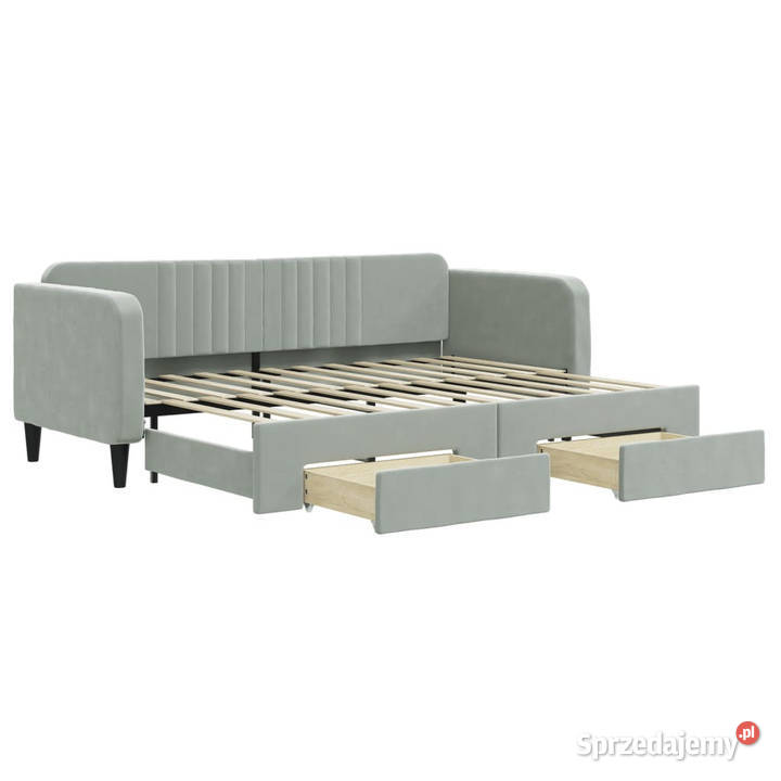 Sofa rozsuwana z szufladami jasnoszara aksamit 75cm mazowieckie Warszawa sprzedam