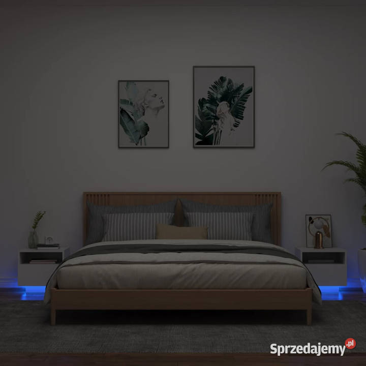 Szafki nocne z oświetleniem LED 2 białe 40x39x37 Nocne mazowieckie Warszawa sprzedam