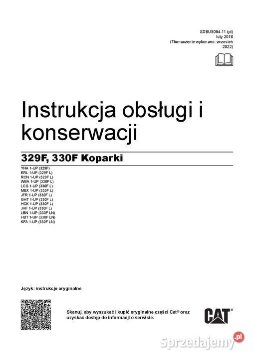 CATERPILLAR 329F 330F Koparka gąsienicowa DTR sprzedam