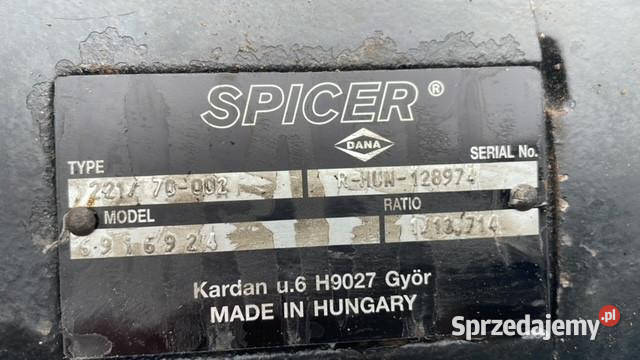 Spicer DANA Ratio 112714 type 22170002 Atak Jastrzębniki