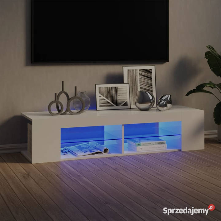 Szafka TV z lampkami LED wysoki połysk biała Warszawa sprzedam