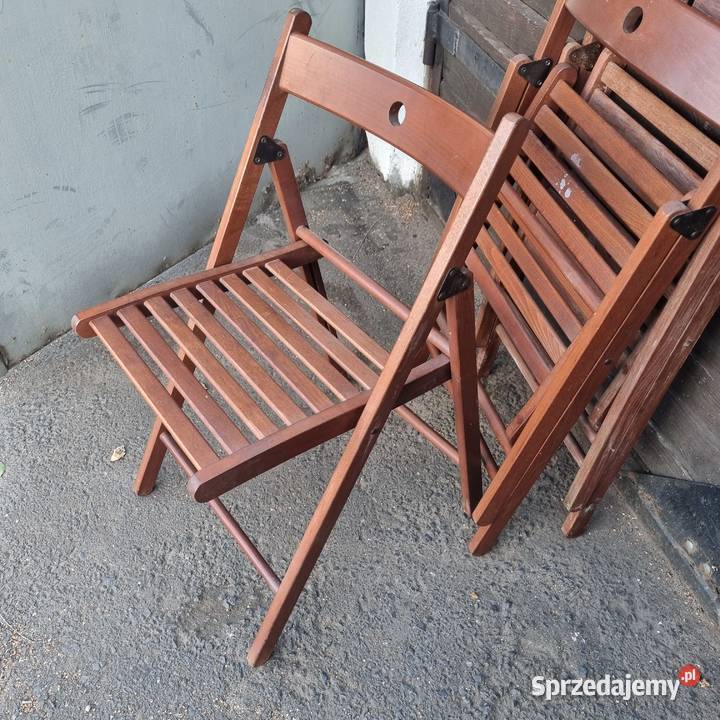 krzesła drewniane składane brazowe 3 Brzeg