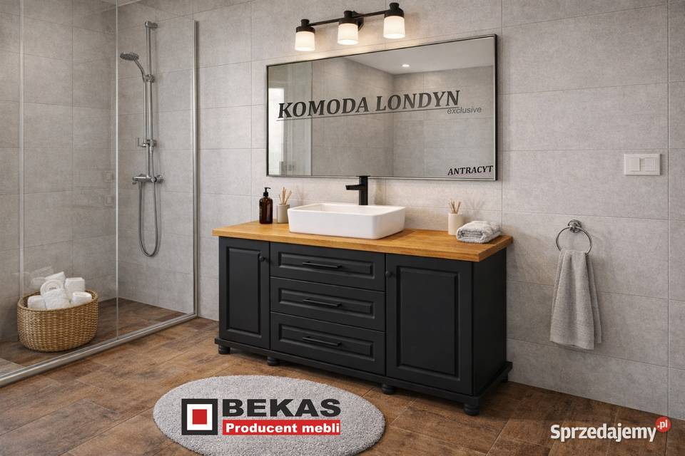 ŁAZIENKA Prowansalska KOMODA Londyn 2D3s Biała 160cm dolnośląskie Jelenia Góra