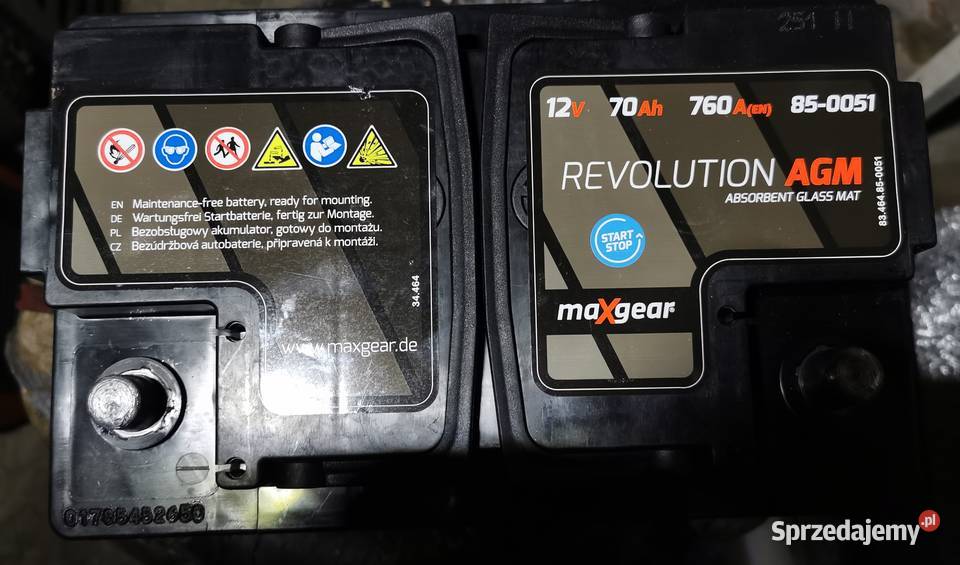 AKUMULATOR AGM12V 70AH 760A P 278X175X190 akumulatory Kąck sprzedam