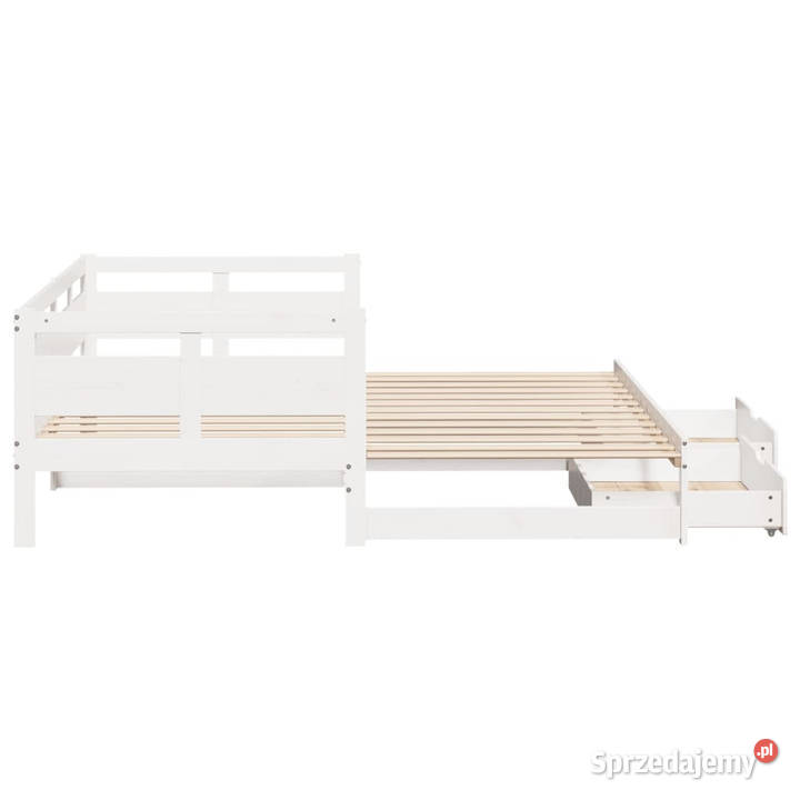 Sofa rozsuwana z szufladami bez materaca białe 164cm