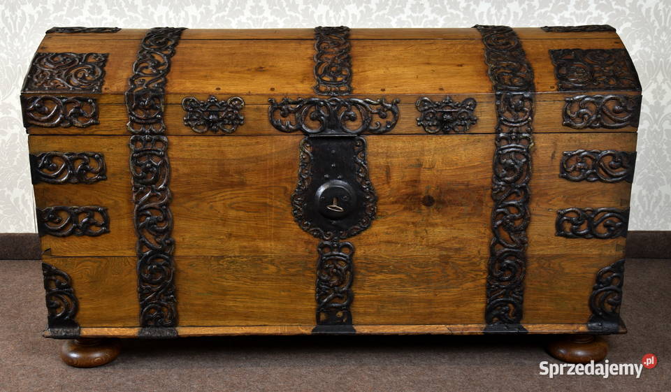 Skrzynia barokowa XVIII wiek okuta antyk
