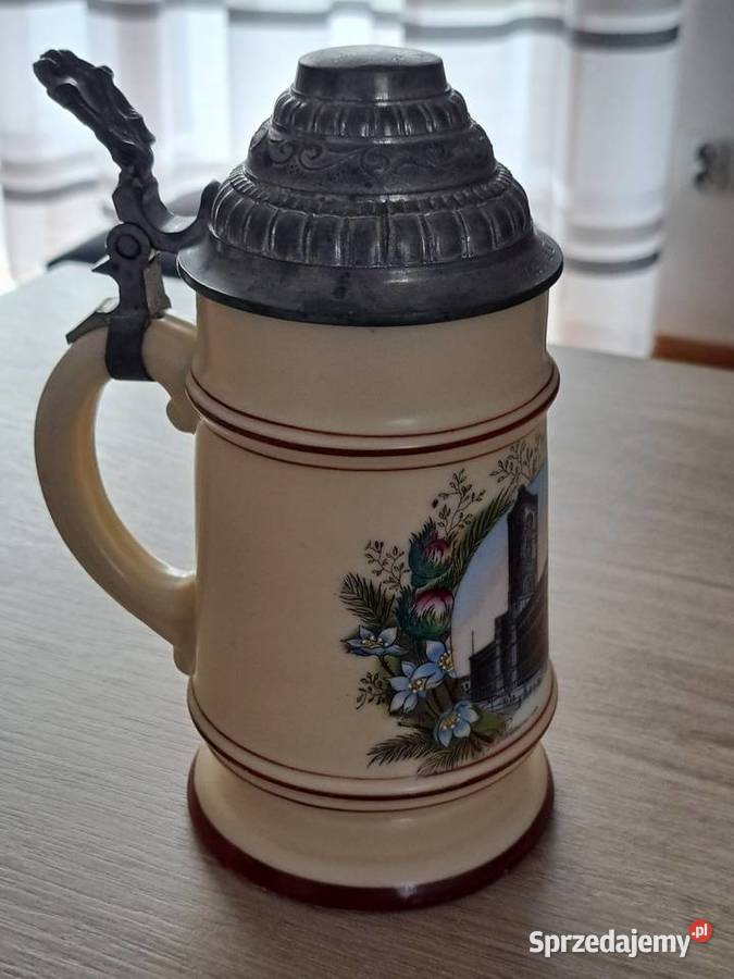 Stary Ceramiczny Kufel do Piwa pół litrowy z Radom