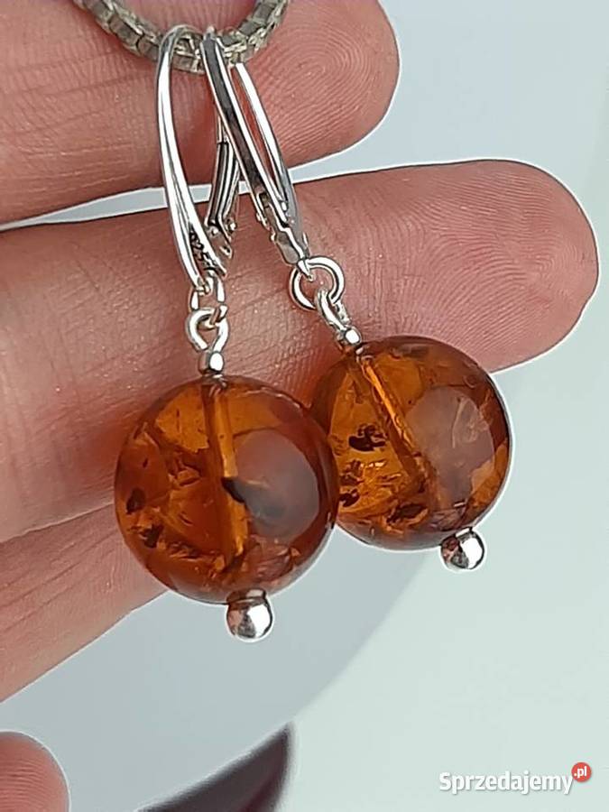 kolczyki z bursztynem Kolczyki Toruń
